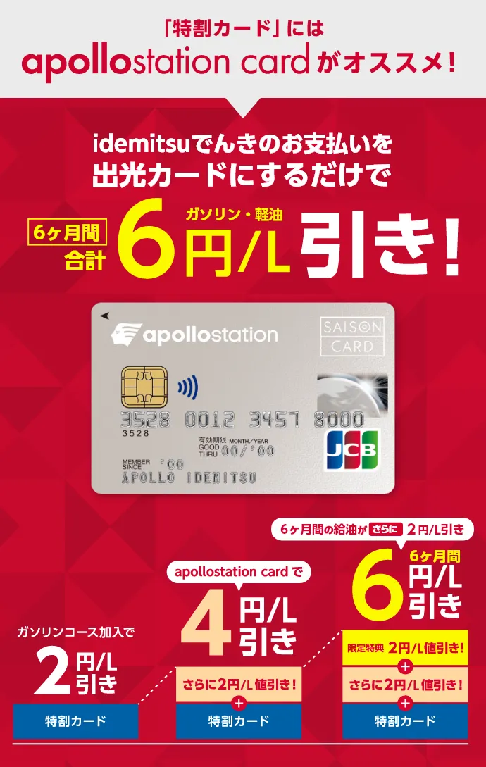 「特割カード」にはapollostation card がオススメ！