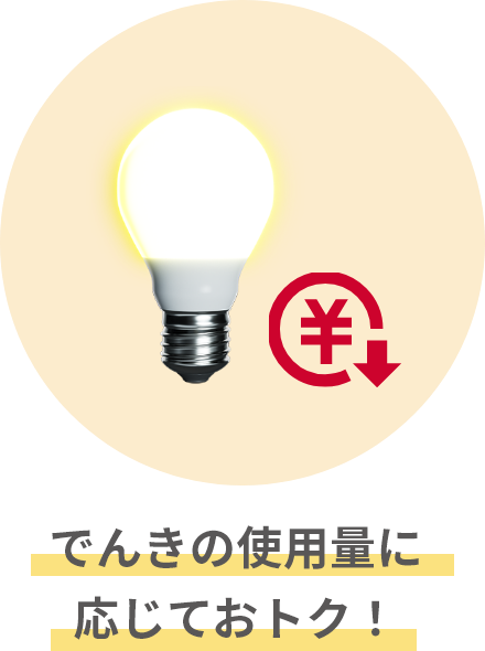 でんきの使用量に応じておトク！